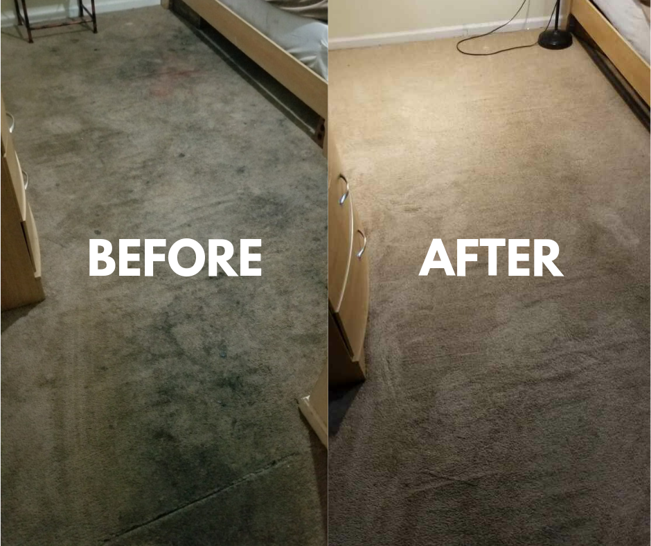 Before and after carpet cleaning - bedroom