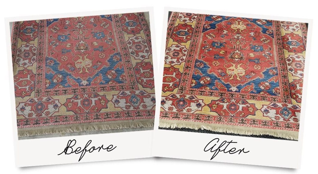 Antique oriental rug colors revived after cleaning in Calgary